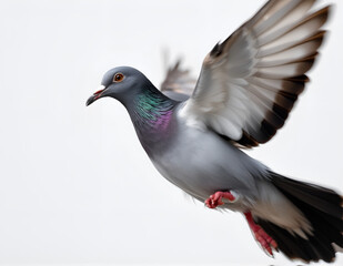 Flying Pigeon on Clean Background