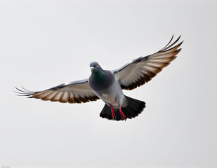 Flying Pigeon on Clean Background
