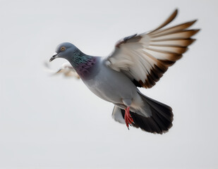 Flying Pigeon on Clean Background