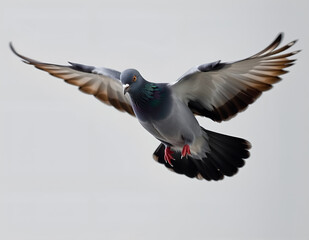 Flying Pigeon on Clean Background