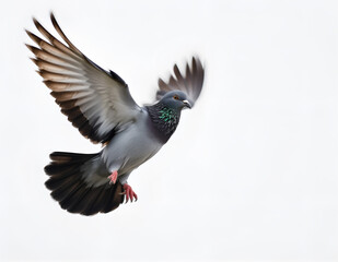 Flying Pigeon on Clean Background