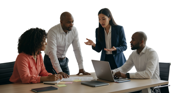 Business Team Meeting Illustration with Transparent Background
