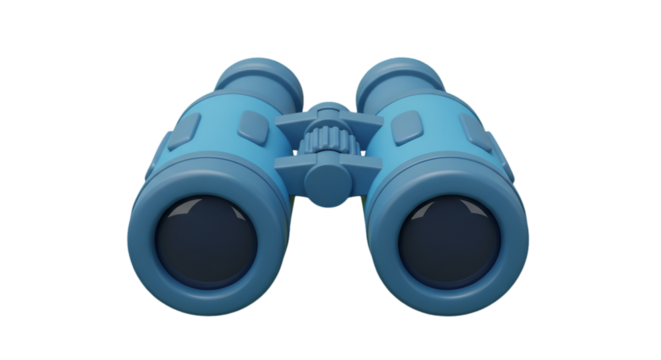Blue Binoculars Illustration Isolated on Transparent Background 3D Render