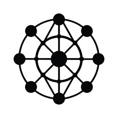 Digital brain-inspired neural connections silhouette vector icon illustration on white background. Suitable for innovation, computing, and AI systems.