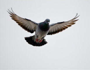 Flying Pigeon on Clean Background
