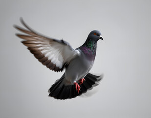 Flying Pigeon on Clean Background