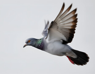 Flying Pigeon on Clean Background