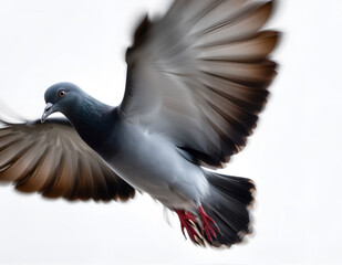 Flying Pigeon on Clean Background