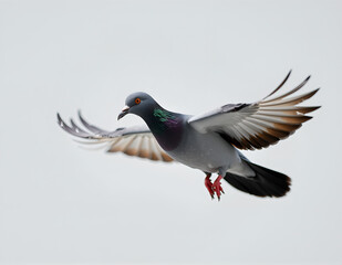 Flying Pigeon on Clean Background