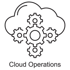 Cloud Operations Icon, Optimizing Performance with Scalable Cloud Operations, Streamlined Infrastructure Through Smart Cloud Management, vetor
