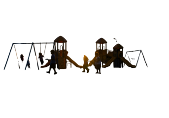 Children Playing on Playground Silhouette Illustration Against Transparent