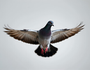 Flying Pigeon on Clean Background
