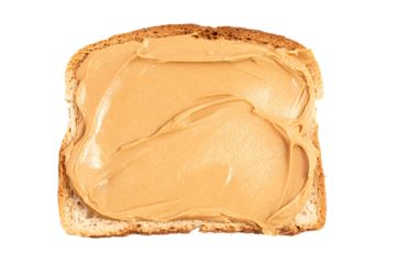 a piece of bread with peanut butter on it