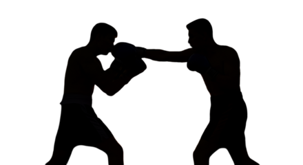 Boxing Silhouette Illustration Featuring Athletes Fighting Dark Background