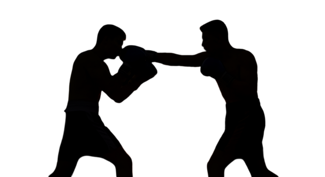 Boxing Silhouette Illustration Featuring Athletes Fighting Dark Background