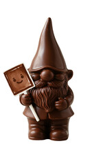 Chocolate Gnome Illustration On Transparent Background Holding A Smiling Sign