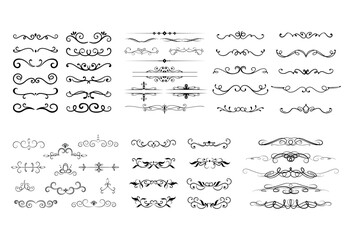 dividers doodle set. Wedding decorative elements. Divider ornament, borders, vintage line separators. Hand drawn vector illustration