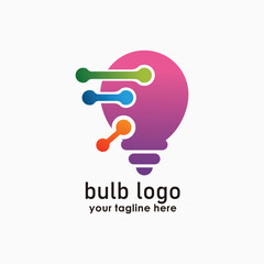 bulb and network logo design concept, bulb icon logos
