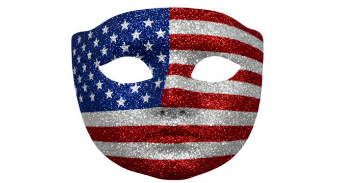 American Flag Mask Illustration In Glitter Isolated On Black Background