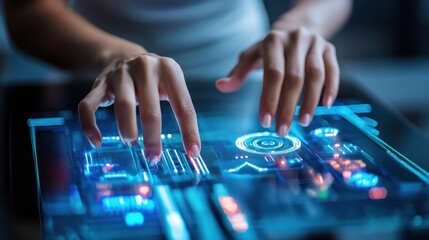 Futuristic hands touchscreen interface