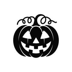 Black silhouette of a happy jack o lantern pumpkin