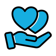Charity Love Donation Icon from Business Opportunity Collection (Solid Color Lineal Style)