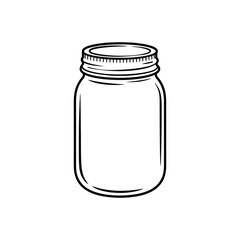 Simple line drawing of an empty glass mason jar