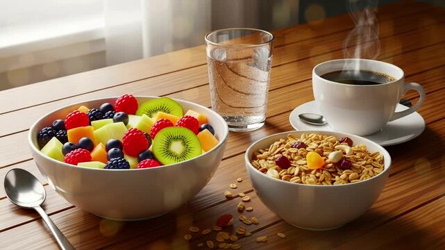 Seamless Looping Time-Lapse: Vibrant Breakfast Still Life