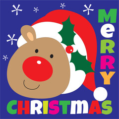 christmas card, gift bag or box design with cute reindeer	