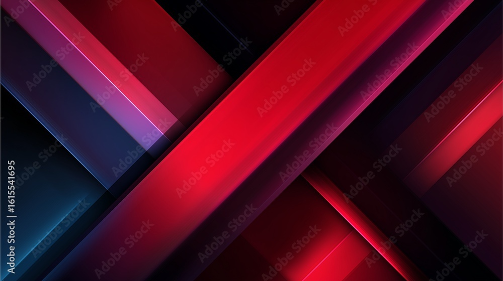 Aufkleber geometric red and blue abstract: a visually dynamic and contemporary abstract artwork, featuring ove