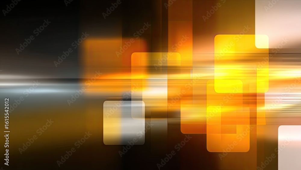 Poster abstract digital art with overlapping rectangles and streaks of light