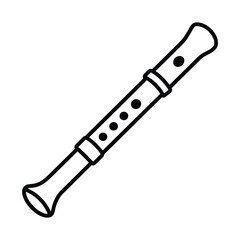 Simple outline drawing of a wooden recorder instrument
