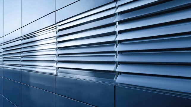 Metal louvers on a modern building facade