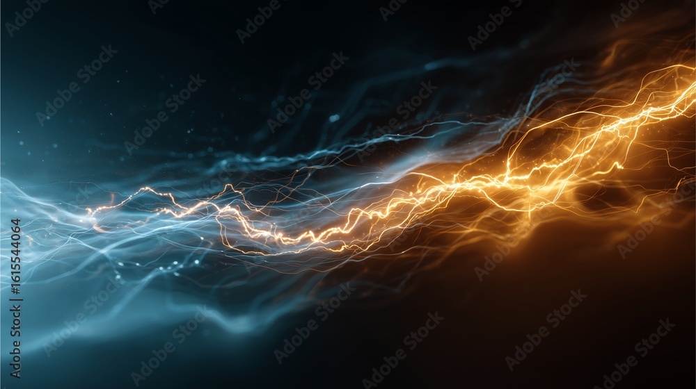 Poster electric synergy: mesmerizing display of radiant electric currents intertwining in a dance of energy