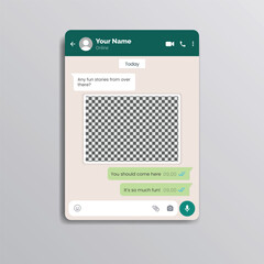 Fototapeta na wymiar mMobile Chat UI with Image Preview Placeholder and Text Messages – Vector Template of Messaging App Interface for Social Media Communicationessage notification [Converted]
