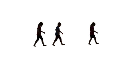 Fototapeta premium Children Silhouette Isolated Illustration Walking on Transparent Background