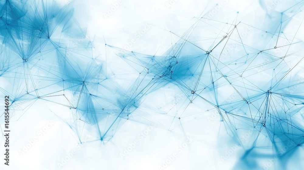 Poster abstract network design with light blue color and geometric patterns for digital background or techn