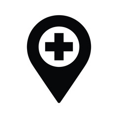 Medical location pin icon for healthcare services