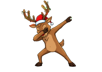 Christmas Illustration Reindeer Dabbing With Santa Hat Isolated Background