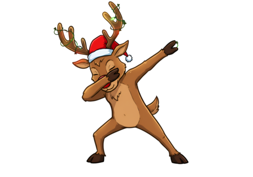 Christmas Illustration Reindeer Dabbing With Santa Hat Isolated Background