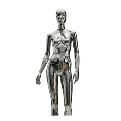 Chrome Mannequin Isolated on Transparent Background A Shiny Metal Figure