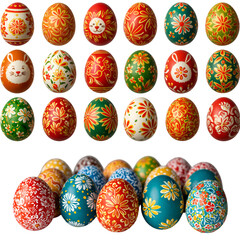 Colorful Decorated Easter Eggs On Transparent Background Illustration