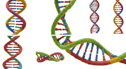 Colorful 3D Rendered DNA Structure Isolated on a Black Background