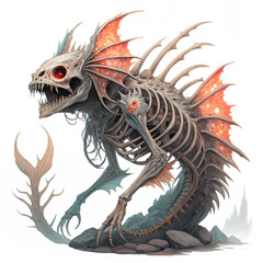 Coraljaw Reaper Icon, fantasy DnD style, isolated transparent background, monster, game concept