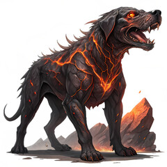 Molten Hound Icon, fantasy DnD style, isolated transparent background, monster, game concept