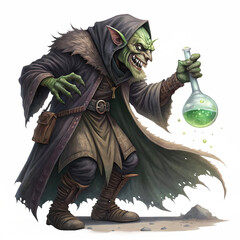 Ghoul Alchemist Icon, fantasy DnD style, isolated transparent background, monster, game concept