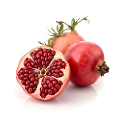 Whole pomegranate isolated on a white background.