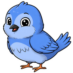Obraz premium Cute Blue Cartoon Bird Illustration Isolated on Transparent Background
