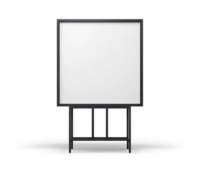 Square, blank sign on a black easel