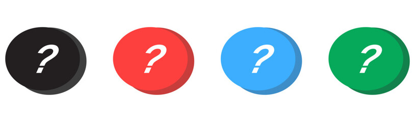 Question mark 3d icon button in speech bubble. faq sign, customer support and support sign or ask and help signs with red question icon symbol. Vector illustration.